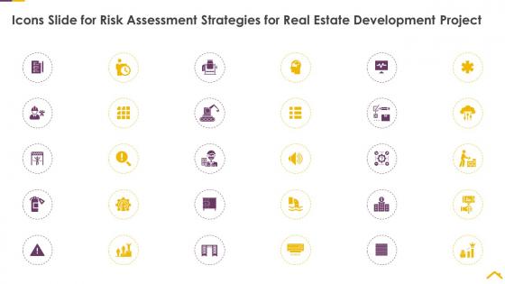 Icons slide for risk assessment strategies for real estate development project
