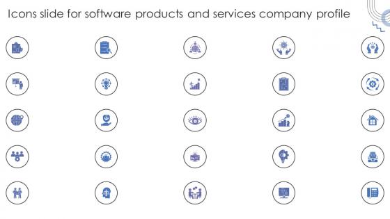 Icons Slide For Software Products And Services Company Profile Ppt Slides Background Images