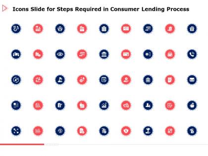 Icons slide for steps required in consumer lending process ppt powerpoint presentation inspiration
