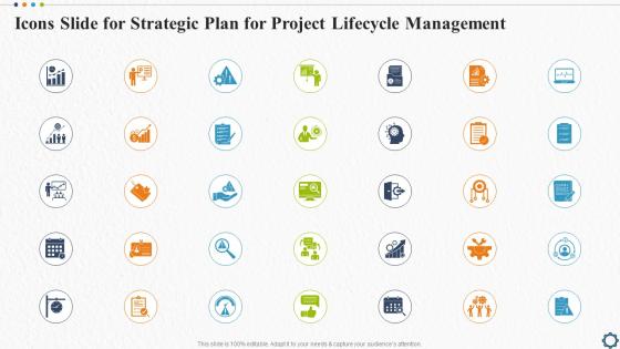 Icons Slide For Strategic Plan For Project Lifecycle Management