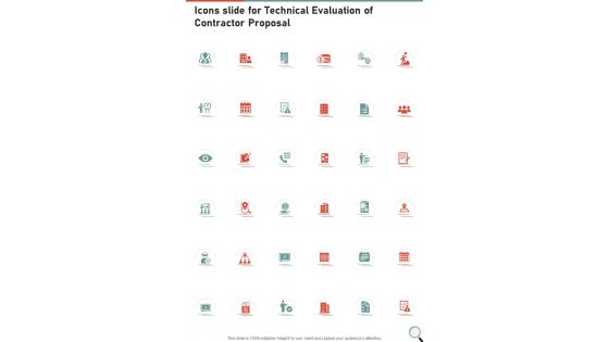 Icons Slide For Technical Evaluation Of Contractor Proposal One Pager Sample Example Document