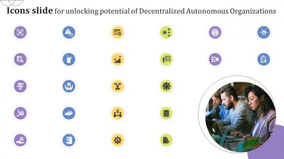 Icons Slide For Unlocking Potential Of Decentralized Autonomous Organizations Ppt Sample BCT SS V