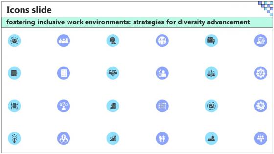 Icons Slide Fostering Inclusive Work Environments Strategies For Diversity Ppt Powerpoint DTE SS V