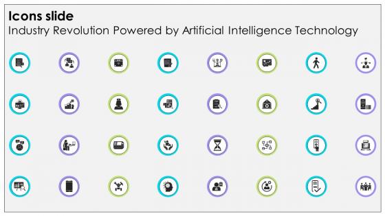Icons Slide Industry Revolution Powered By Artificial Intelligence Technology PPT Sample