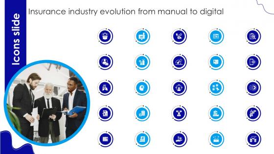 Icons Slide Insurance Industry Evolution From Manual To Digital Ppt Template