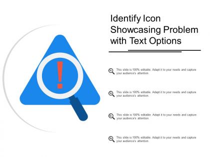 Identify icon showcasing problem with text options