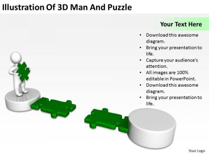 Illustration of 3d man and puzzle ppt graphics icons powerpoint