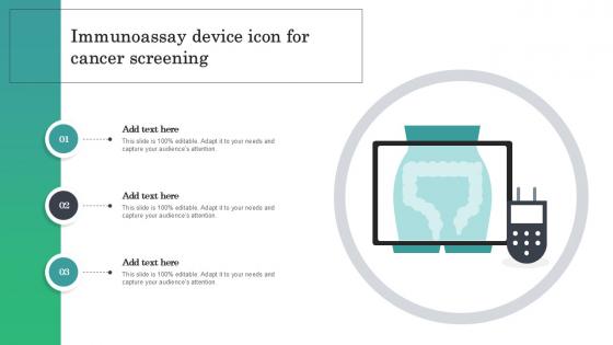 Immunoassay Device Icon For Cancer Screening Ppt Template