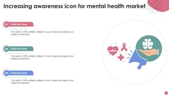 Increasing Awareness Icon For Mental Health Market Ppt Sample