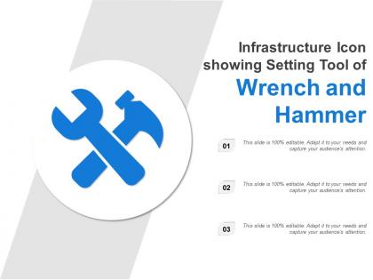 Infrastructure icon showing setting tool of wrench and hammer