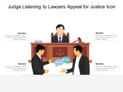 Judge listening to lawyers appeal for justice icon