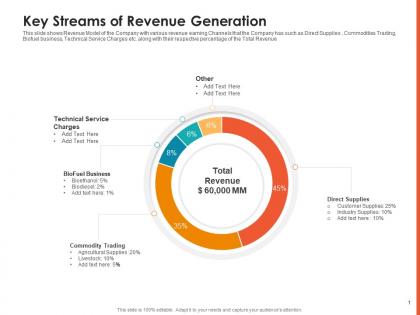 Key streams of revenue generation raise non repayable funds public corporations ppt icon