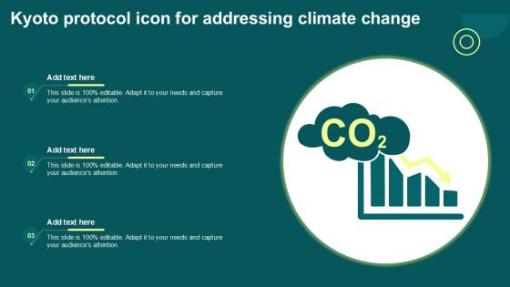 Kyoto Protocol Icon For Addressing Climate Change PPT Template