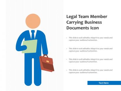 Legal team member carrying business documents icon