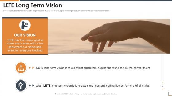 Lete long term vision lete funding elevator ppt powerpoint presentation file icon