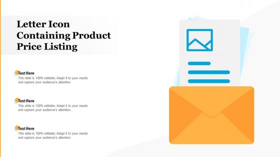 Letter icon containing product price listing