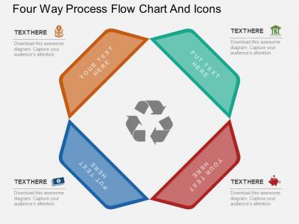 Lf four way process flow chart and icons flat powerpoint design