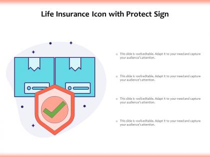 Life insurance icon with protect sign