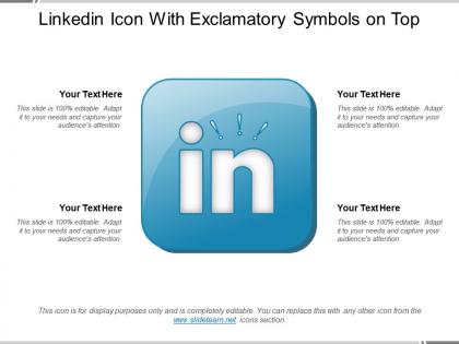 Linkedin icon with exclamatory symbols on top