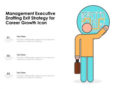 Management executive drafting exit strategy for career growth icon