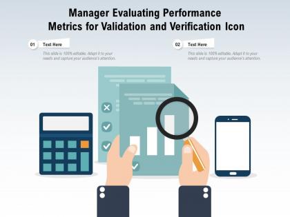 Manager evaluating performance metrics for validation and verification icon