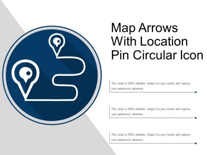 Map arrows with location pin circular icon
