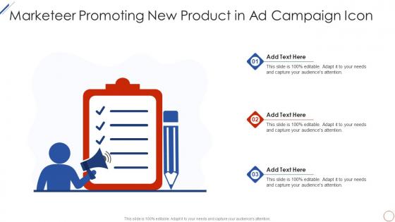 Marketeer Promoting New Product In Ad Campaign Icon
