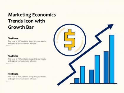 Marketing economics trends icon with growth bar