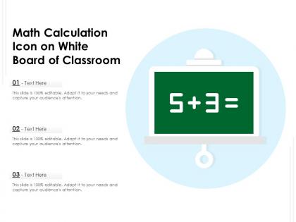 Math calculation icon on white board of classroom
