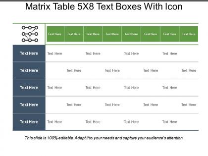 Matrix table 5x8 text boxes with icon