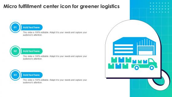 Micro Fulfillment Center Icon For Greener Logistics Ppt Presentation