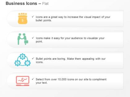 Money bag business deal financial cycle growth chart ppt icons graphics