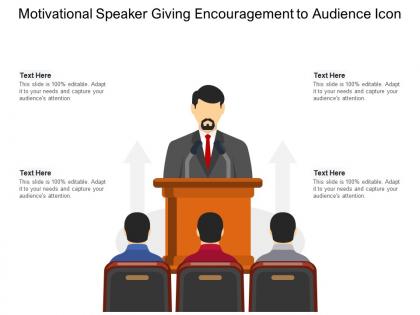 Motivational speaker giving encouragement to audience icon