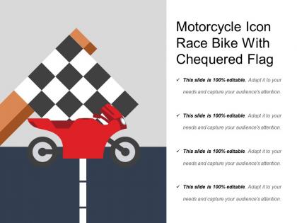 Motorcycle icon race bike with chequered flag
