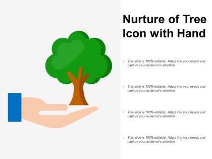 Nurture of tree icon with hand