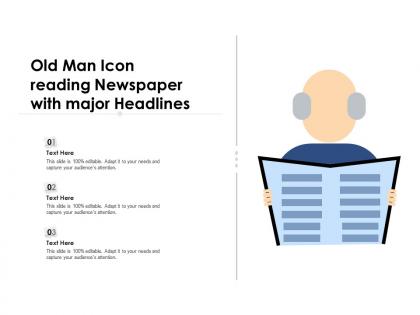 Old man icon reading newspaper with major headlines