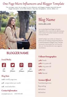 One page micro influencers and blogger template presentation report infographic ppt pdf document