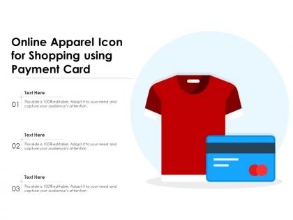 Online apparel icon for shopping using payment card
