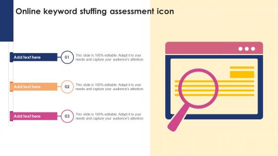 Online Keyword Stuffing Assessment Icon Ppt Powerpoint