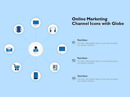 Online marketing channel icons with globe