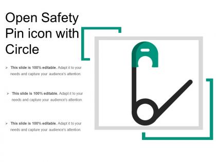 Open safety pin icon with circle