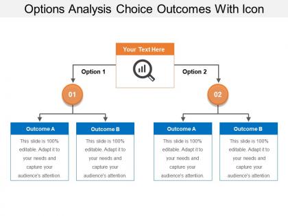 Options analysis choice outcomes with icon