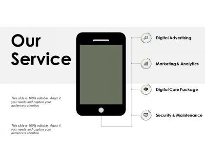 Our service marketing and analytics security ppt powerpoint presentation ideas icon