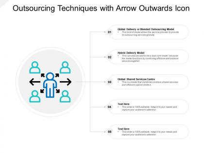 Outsourcing techniques with arrow outwards icon