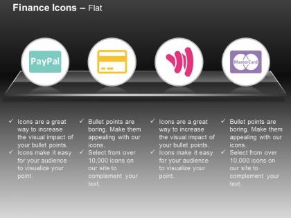 Pay pal master card google wallet credit card ppt icons graphics