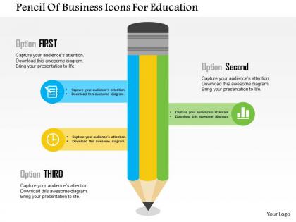 Pencil of business icons for education flat powerpoint design