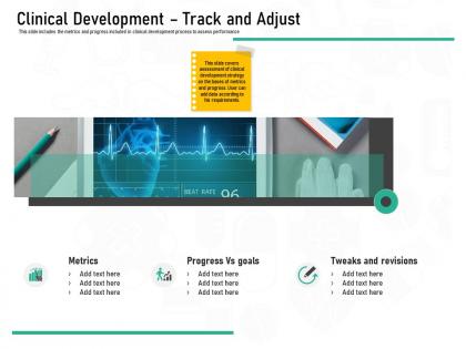 Pharmaceutical marketing clinical development track and adjust ppt powerpoint presentation icon good