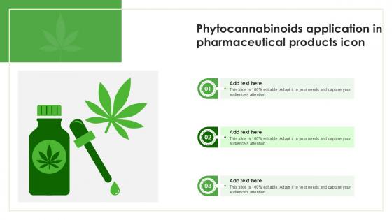 Phytocannabinoids Application In Pharmaceutical Products Icon Ppt Template