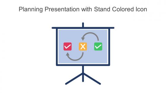 Planning Presentation With Stand Colored Icon In Powerpoint Pptx Png And Editable Eps Format