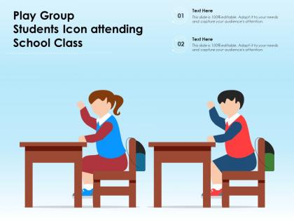 Play group students icon attending school class